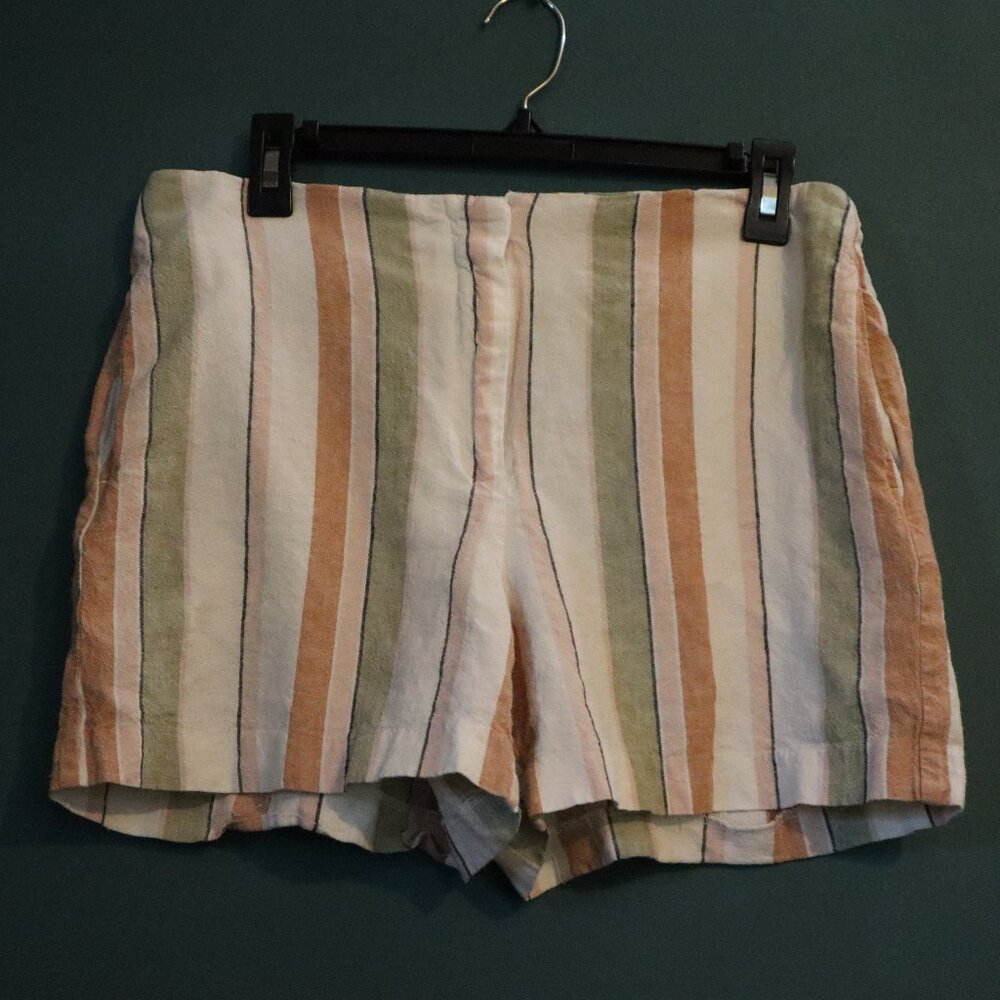 Rachel Zoe Better Together Linen High Rise Pink/Cream Stripe Short sz 8